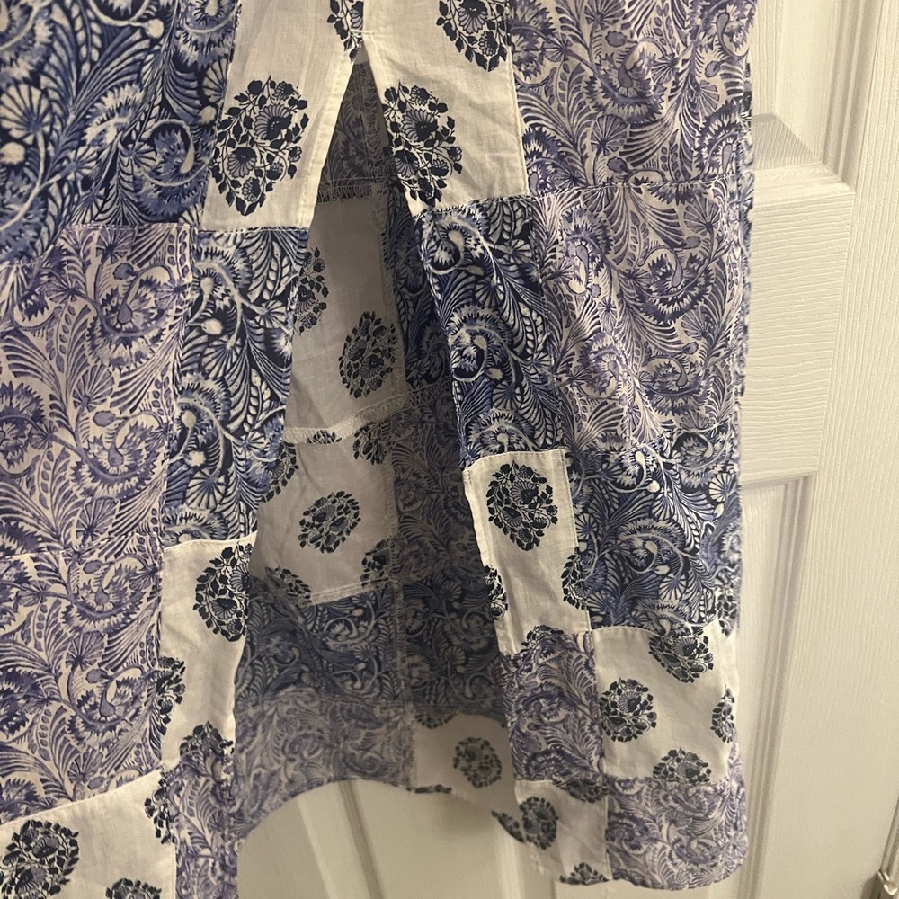J.Crew side slit patchwork maxi skirt set with cropped top. Blue and white sz S - Picture 10 of 15